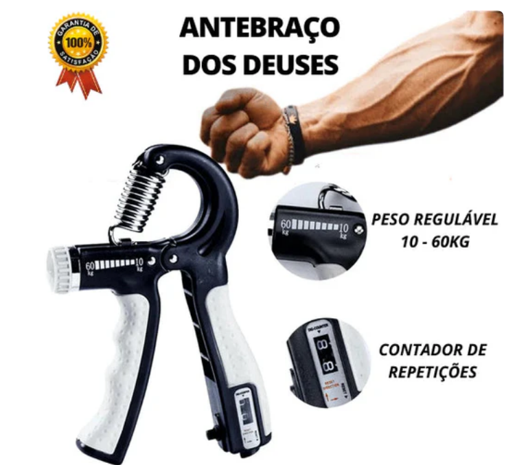 Flexor Force - Antebraços Fortes e Grandes Hand Grip Resistente e Regulável 10 a 60kg