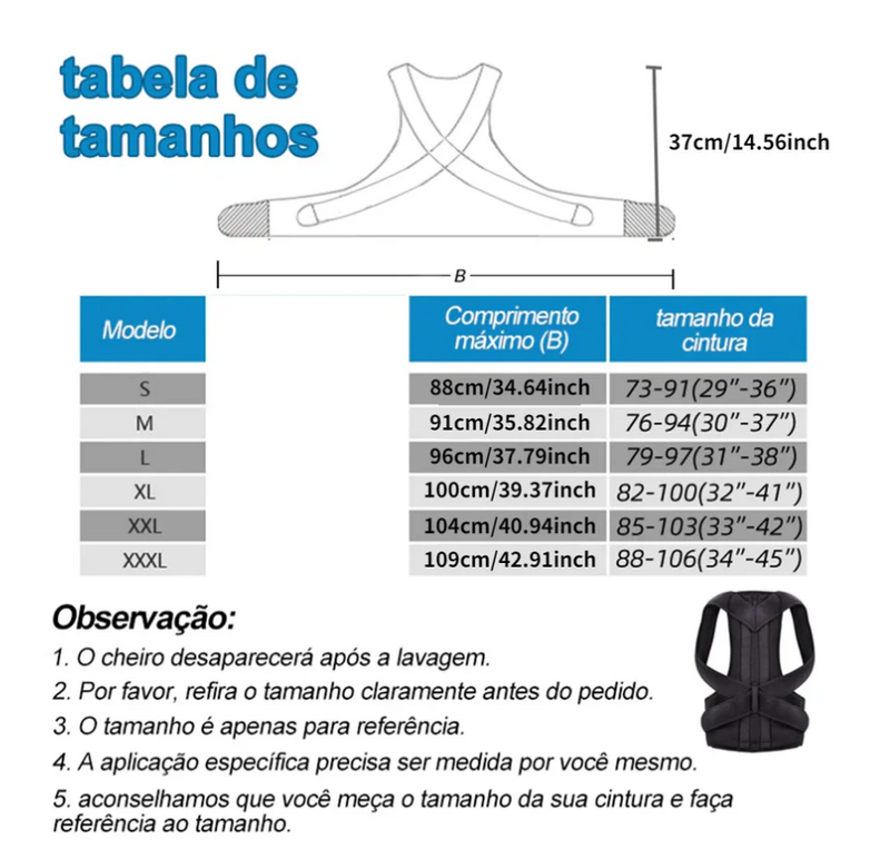 Corretor Postural Ajustável Unissex