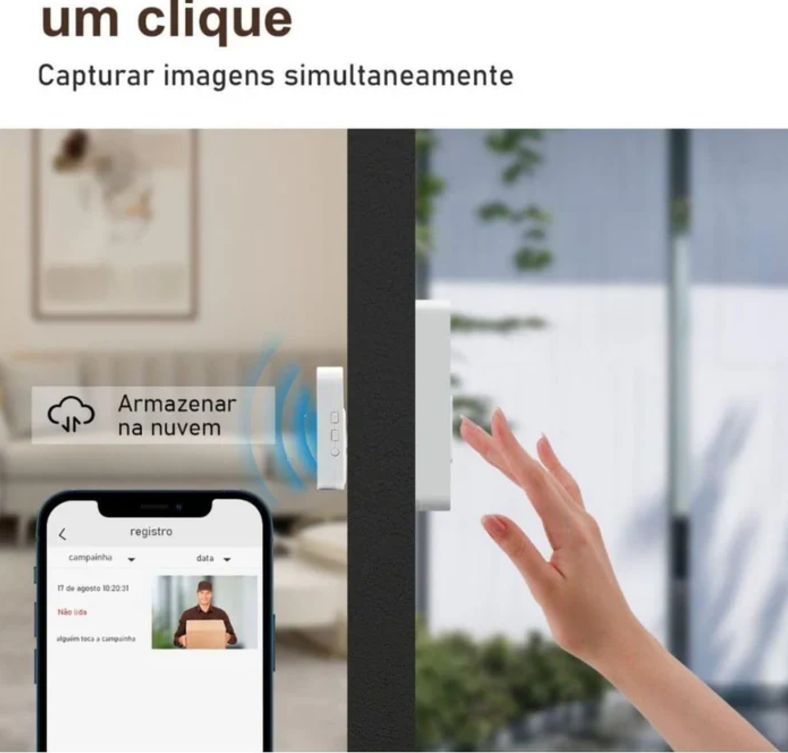 Campainha Wifi Eletrônica Sem Fio com Câmera