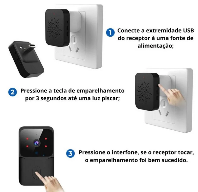 Campainha Wifi Eletrônica Sem Fio com Câmera